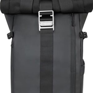 Black Roll-Top Backpack Excellent Condition